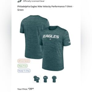 Philadelphia Eagles Nike Velocity performance Dry fit Tshirt. Youth M 10/12
